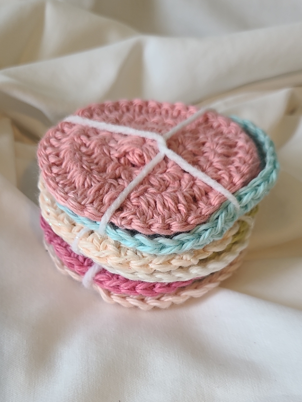 Handmade Crocheted Face Scrubbies Set Of 9 - Pastel Mix By Grey Dove Creations